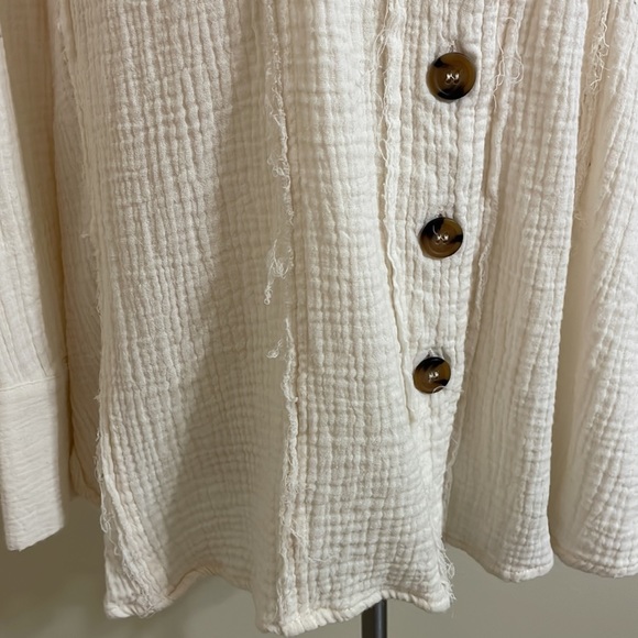 Free People cream crinkle gauze long sleeve top - Picture 4 of 11
